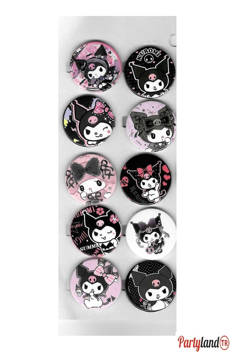 Kuromi Hello Kitty Temalı 10 Adet Metal Rozet