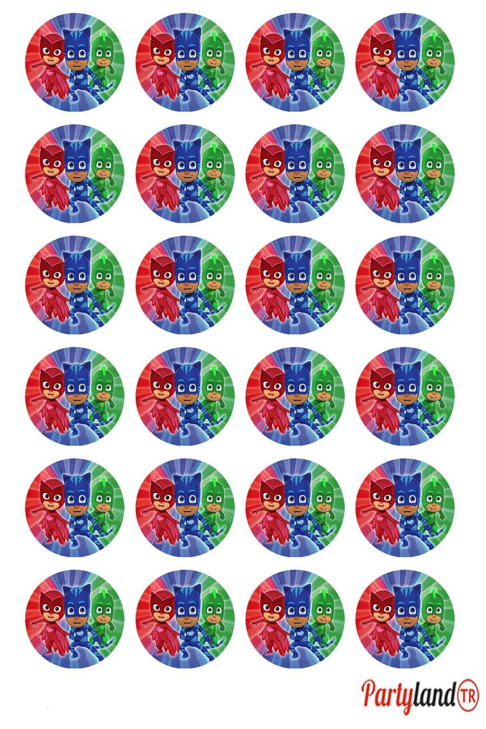 Pj Maskeliler Pj Mask 5 cm. Yapışkanlı Yuvarlak Etiket - Sticker 24 Adet