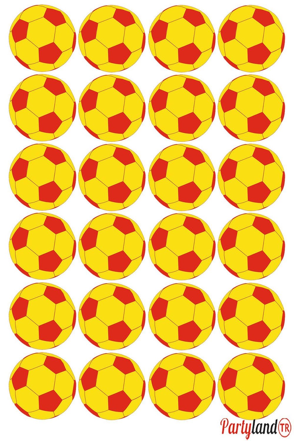 Sarı Kırmızı Taraftar Top 5 cm. Yapışkanlı Yuvarlak Etiket - Sticker 24 Adet