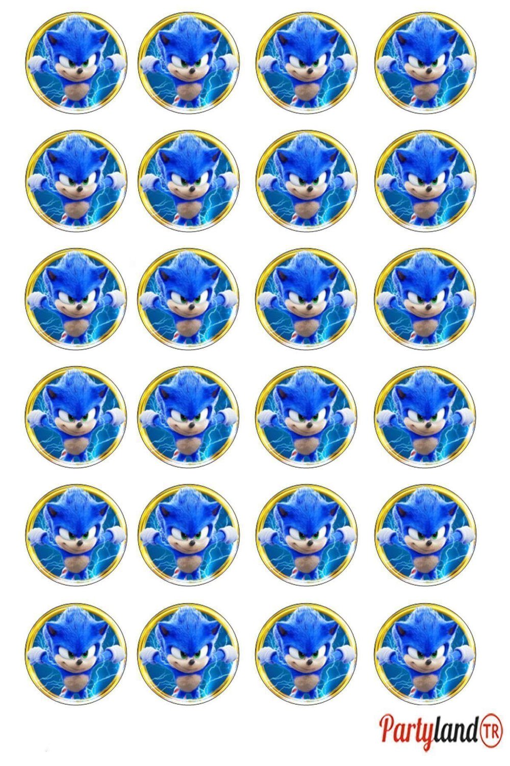Sonic 5 cm. Yapışkanlı Yuvarlak Etiket - Sticker 24 Adet