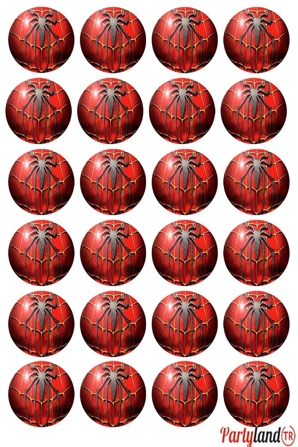 Spiderman Örümcek Adam 5 cm. Yapışkanlı Yuvarlak Etiket - Sticker 24 Adet