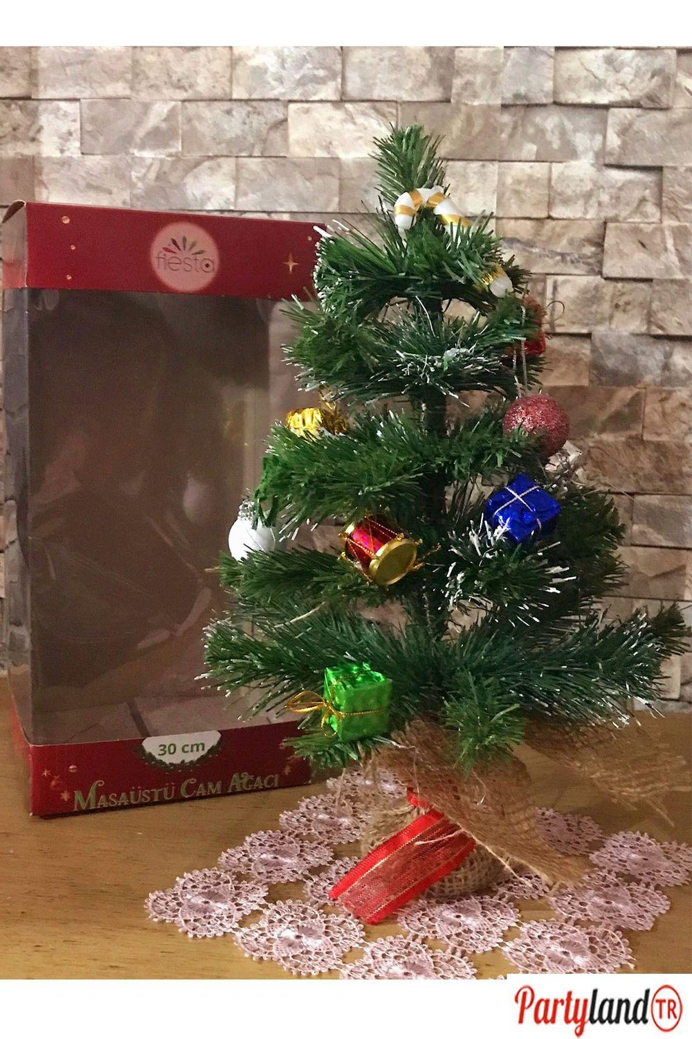 Yeni Yıl Yılbaşı 30 Cm. Kutulu Süsleri Ile Çam Ağacı Masa Üstü Hediyelik