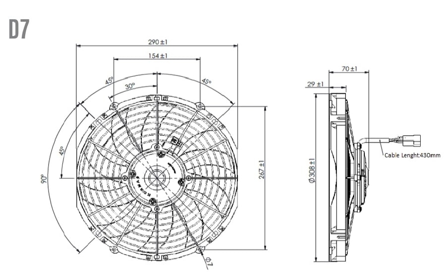 11'' KOMPLE YASSI INCE UFLEYICI AKSIYEL FAN ( 10 KANAT) 5702211120003 12V