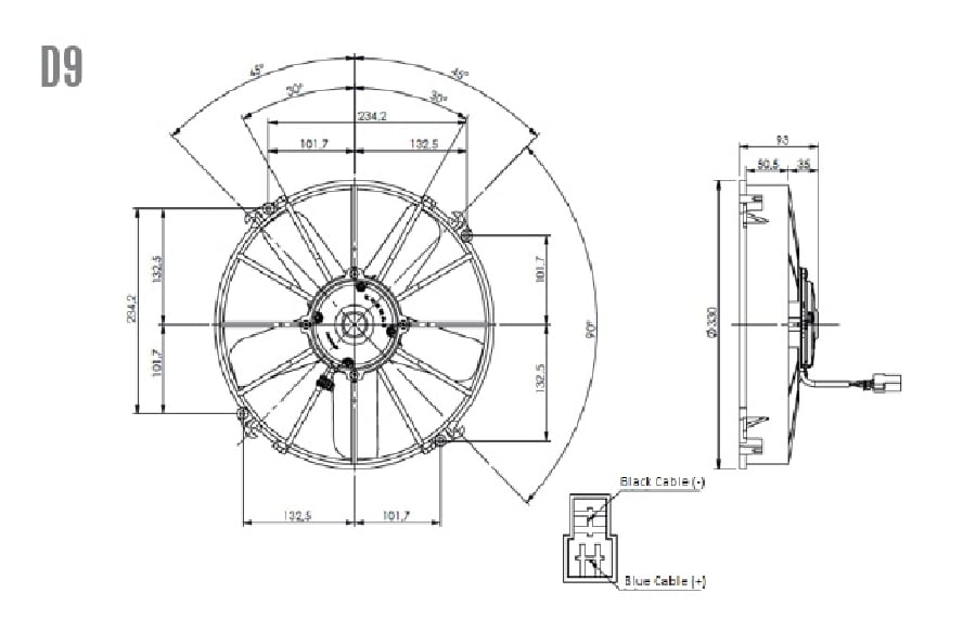 12'' KOMPLE YASSI GENIS UFLEYICI AKSIYEL FAN( 5 KANAT) 74316006 5702412240001 24V