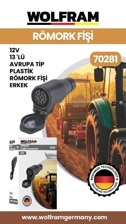 13 Lu Avrupa Tip Plastik Romork Fisi Erkek 12V