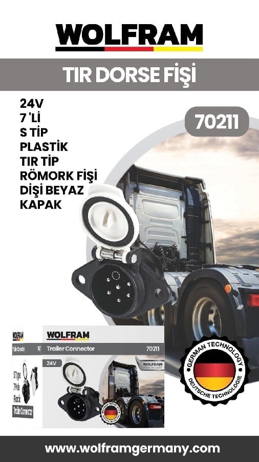 7 Li S Tip Plastik Tir Dorse Fisi Disi Beyaz Kapak 24V