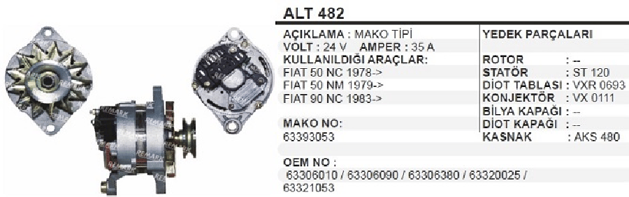 ALTER 24V35A MAKO TIPI 50NC/50NM/90NC