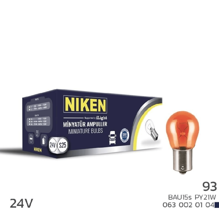 AMPUL 24V 93 AMPUL AMBER YT CAPRAZ TIRNAK 21W 10LU