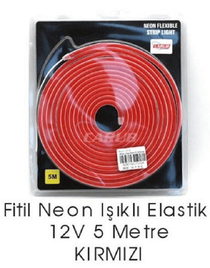 ARAC ICI LED FITIL NEON TORPIDO AMBIYANS  ANGEL SERIT 5MT KIRMIZI 12V