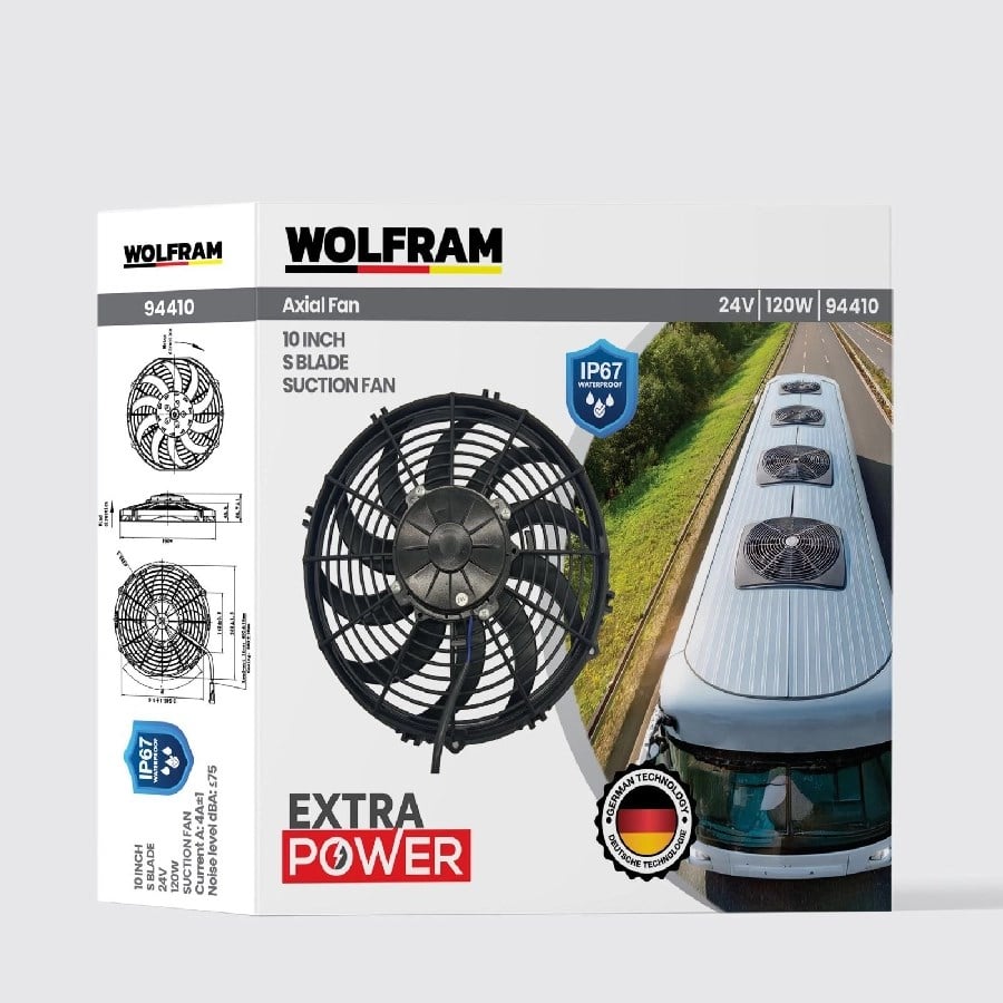 Aksiyel Fan 10 Inch S Kanat IP67 Su Gecirmez 24V 120W