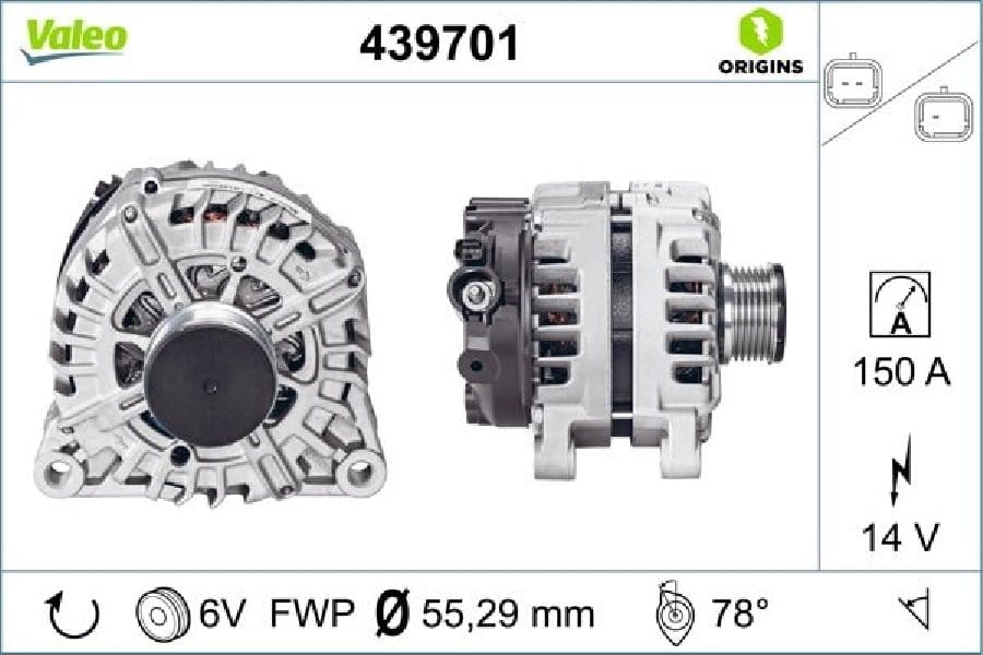 Alternator 12V 150A P308 P3008 Partner Tepe P207 P508 P5008 Expert Iii Jumpy Iii Scudo Iii C3 Iii D