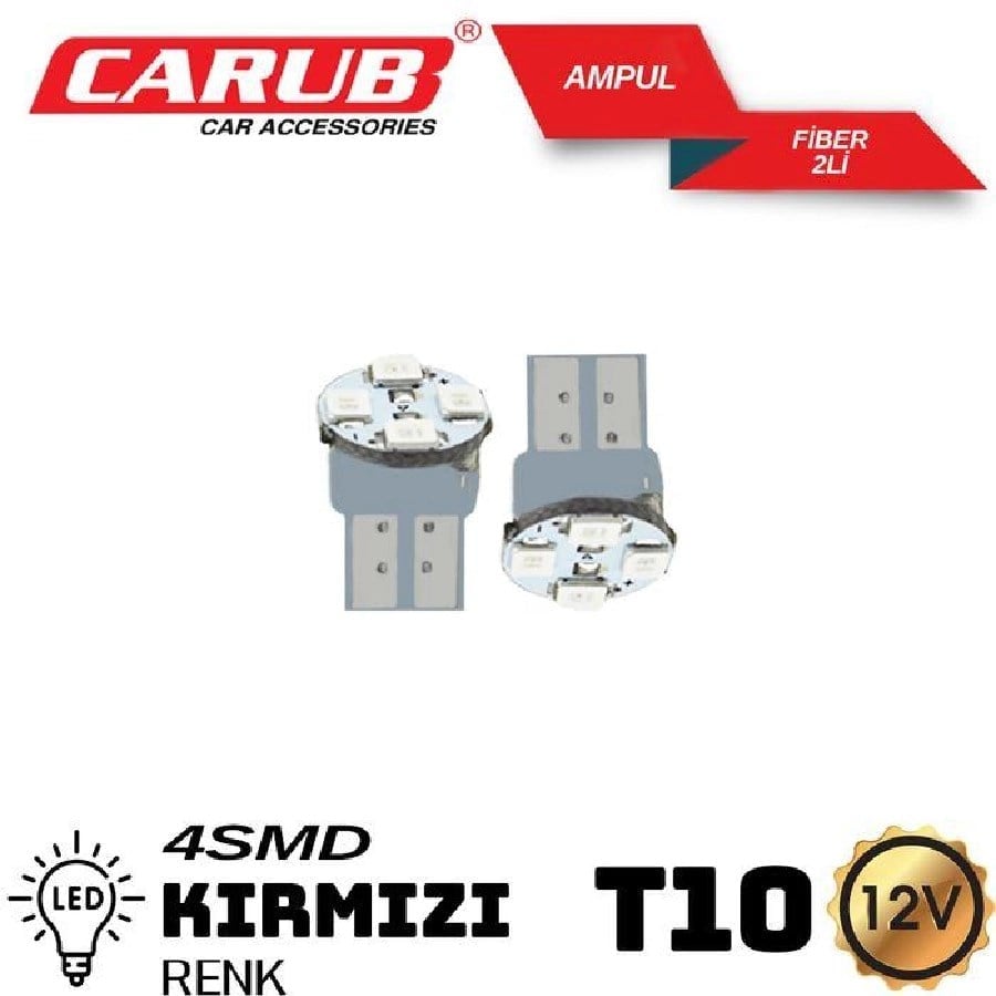 Ampul 12V T10 4LED Smd Fiber Farici Kirmizi