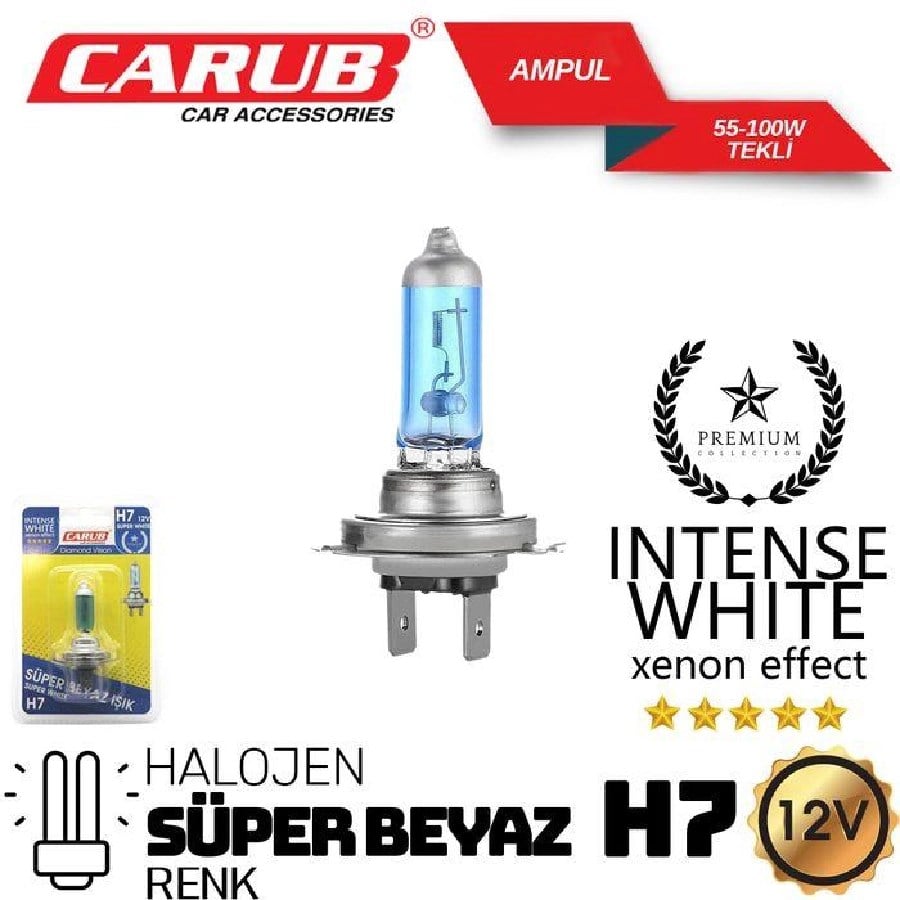 Ampul H7 12V 55100W Super Beyaz Isik Bliste