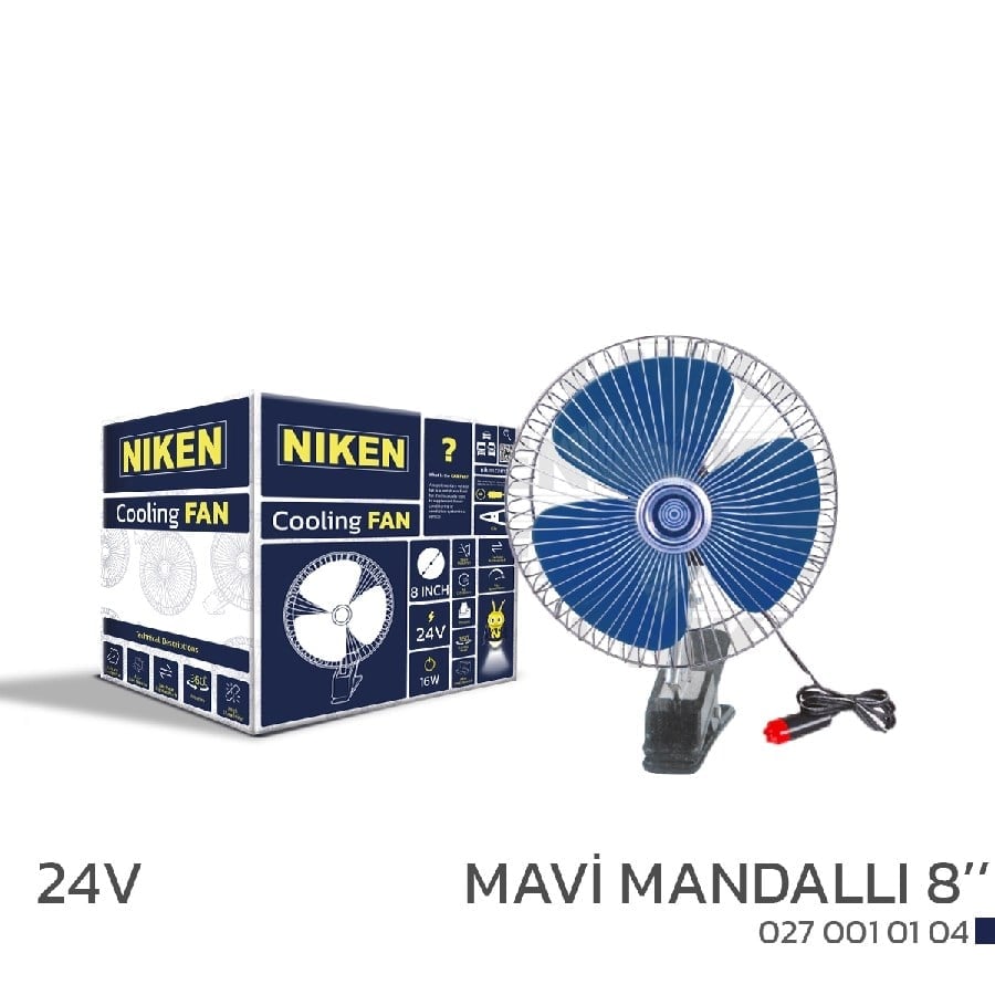Arac Vantilatoru Mavi Mandalli 24V 8 Inch