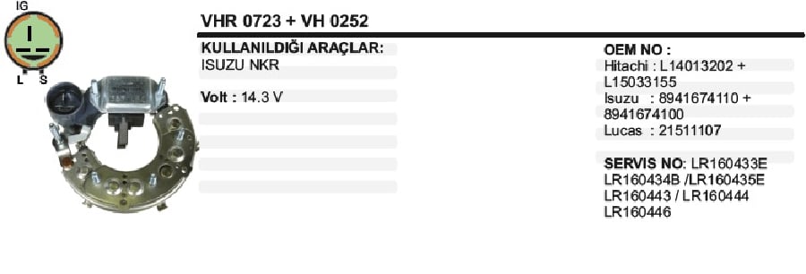 DIOT TABLASI+KONJEKTOR SET12V ISUZU NKR/NPR 111mm
