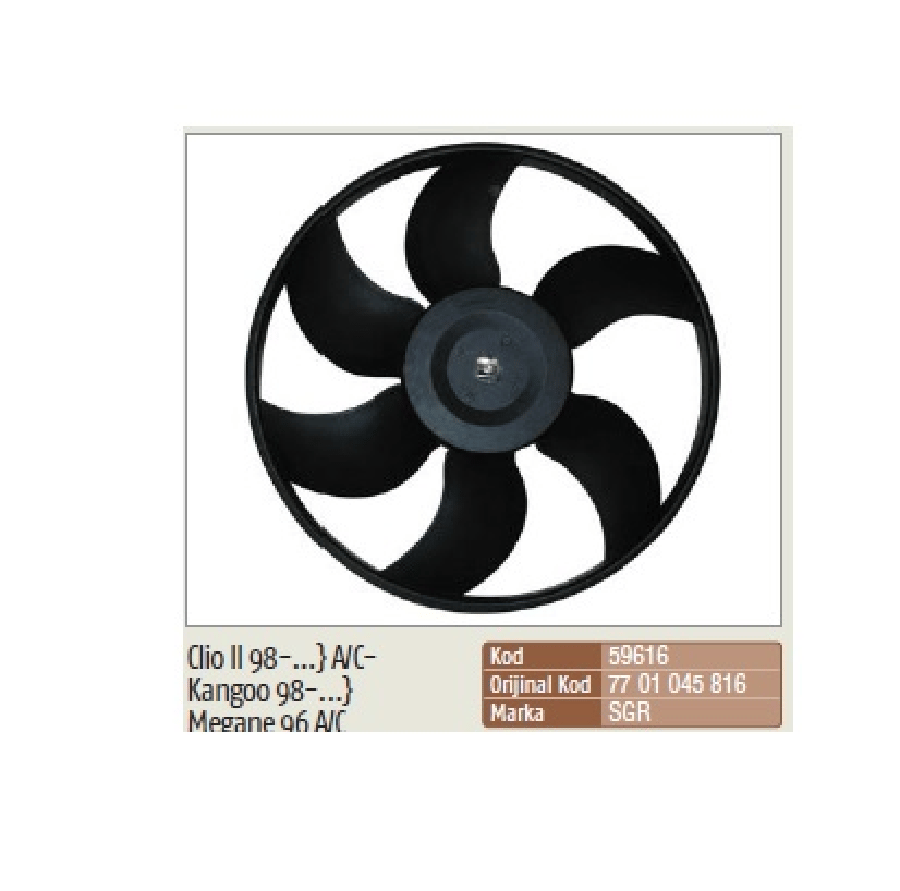 FAN MOTORU > RENAULT CLIO II A/C (1998) KANGOO A/C (1998) MEGANE A/C (1996) SYMBOL