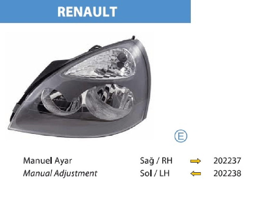 FAR SAG MANUEL GRI ZEMIN >RENAULT CLIO SYMBOL 2001>2009 7701057658