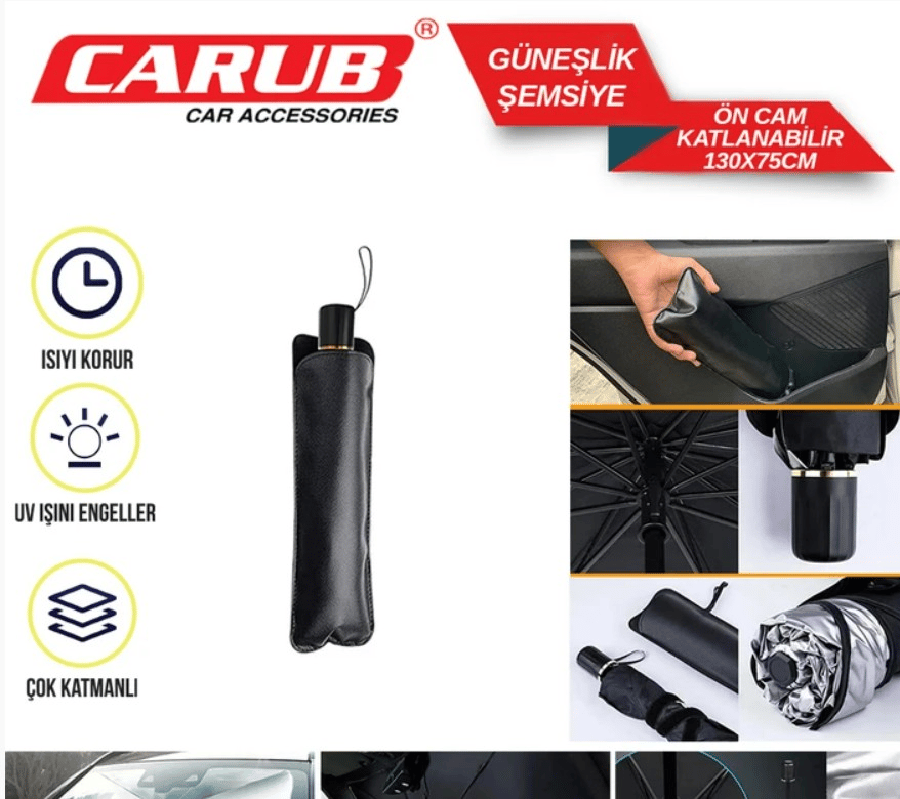 GUNESLIK ON CAM SEMSIYE TIP KATLANIR ORTA 130X75