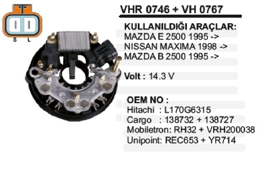 KONJEKTOR + DIYOT 12V>MAZDA E2200/NISSAN MAXIMA