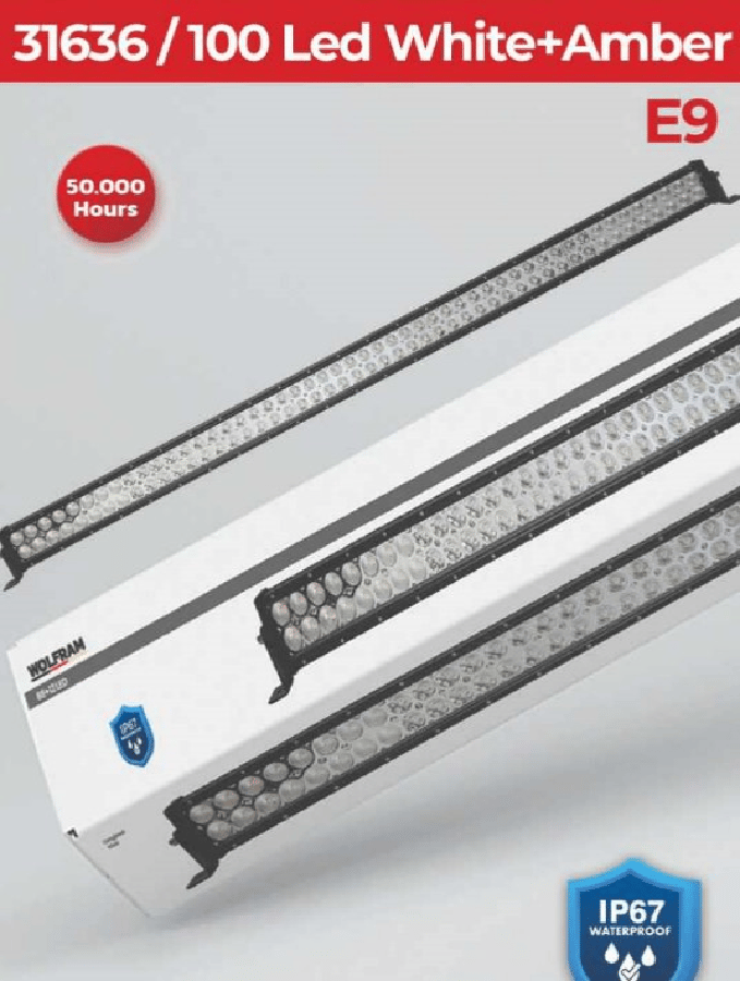 LED BAR OFFROAD BEYAZ VE SARI 7 FONKSIYONLU 137 CM E9 BELGELI