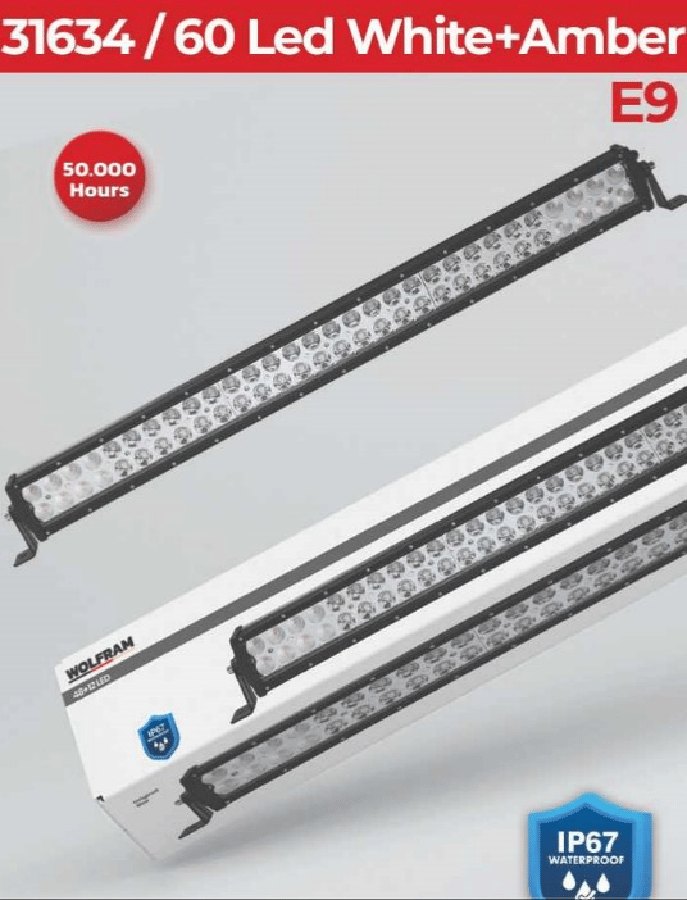 LED BAR OFFROAD BEYAZ VE SARI 7 FONKSIYONLU 81 CM E9 BELGELI