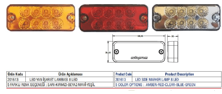 LED YAN POZISYON LAMBASI 8 LED SARI