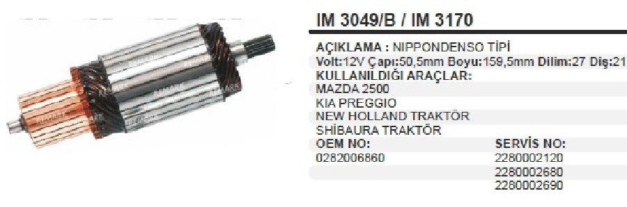 MARS KOLL 12V NDENSO TIPI CAP 505mm BOY 1595mm 27 DILIM 21 DIS TOYOTA HILUX/LAND CRUISER MAZDA