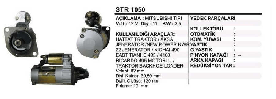 MARS MOTORU MITS 12V 11D 35 KW HATTAT/AKSA/BACKHOE LOADER