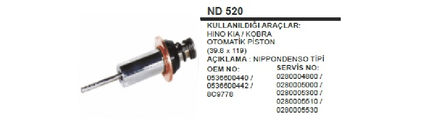 MARS OTOM PISTONU HINO KIA/KOBRA  398X119