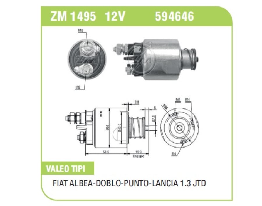 MARS OTOM12V 18KW > VALEO TIPI FIAT GRANDE PUNTO ALBEADOBLO/OPEL 13 MULTIJET LANCIA 13 JTD FISSIZ 3 DELIK