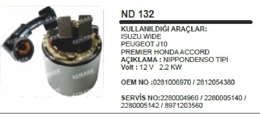 MARS YASTIGI GOVDELI >DENSO TIPI ISUZU WIDE/PEUGEOT J9/ J10 PREMIER 22 KW EN:675mm BOY:78mm