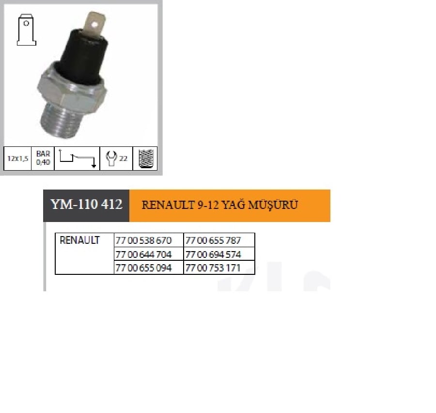 MUSUR YAG>REN9 EMREN12  7700538670 7700655787 7700644704 7700694574 7700655094 7700753171 4220161 4459907 5967744