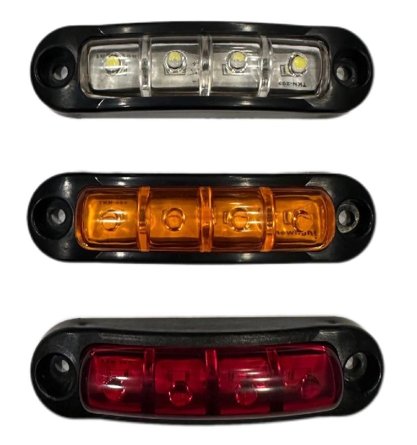 Mini Lamba 4 Ledli Mercekli Siyah Kasa 12V24V Sari
