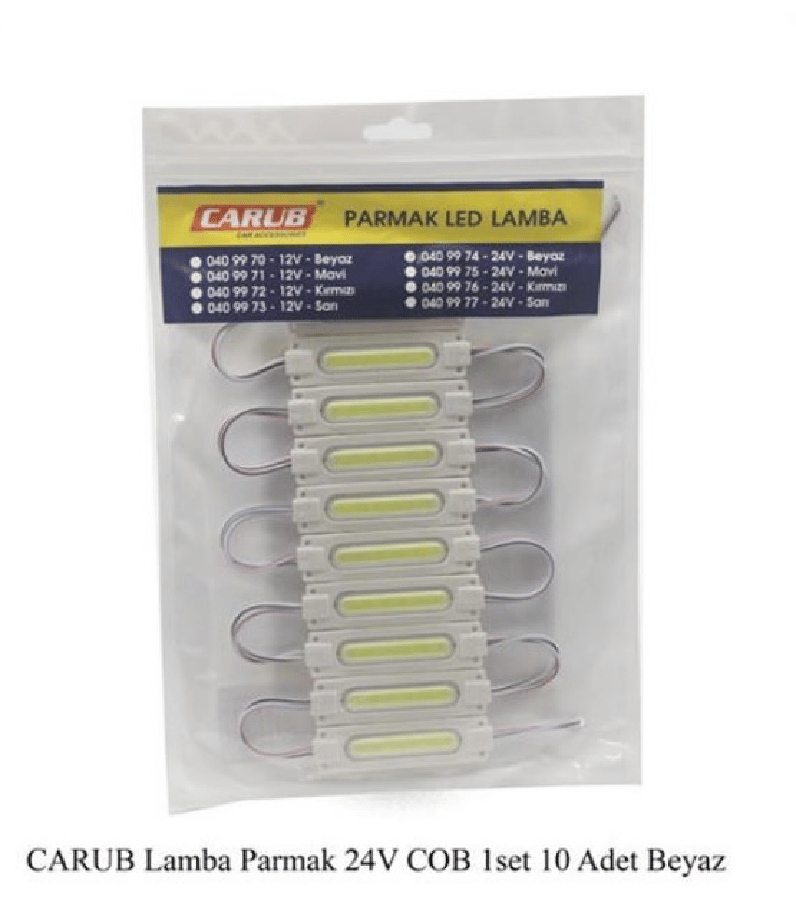 PARMAK LAMBA SETI (10 ADET) COB LED 24V BEYAZ