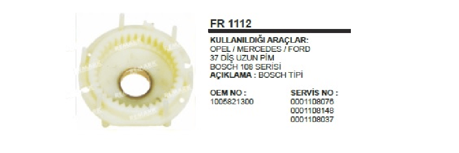 REDIKTOR FIBERI 37 DIS UZUN PIM BOSCH TIPI OPEL MERCEDES FORD BOSCH 108 SERISI