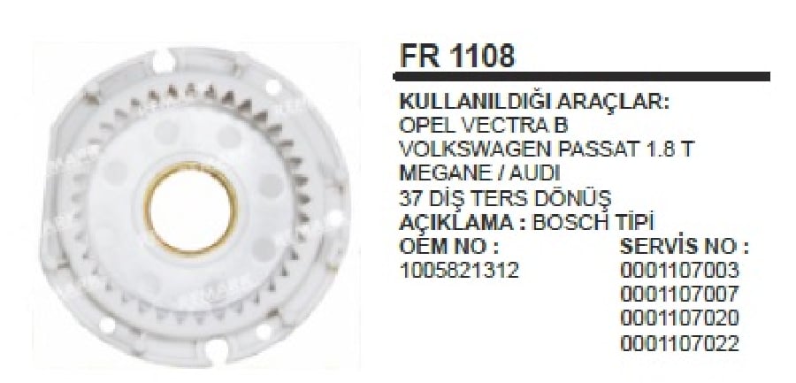 REDIKTOR FIBERI BOSCH TIPI VECTRA B/PASSAT 18T MEGANE AUDI 37 DIS TERS DONUS