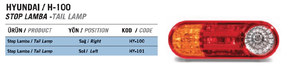STOP LAMR > H100 KAMYONET ( 924024F000 ) SOKETSIZ