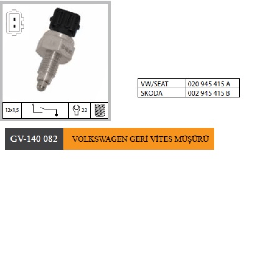 VOLKSWAGEN ESKI MODEL GERI VITES MUSURU  020945415 020945415A 002945415B 002945415A UMB10003