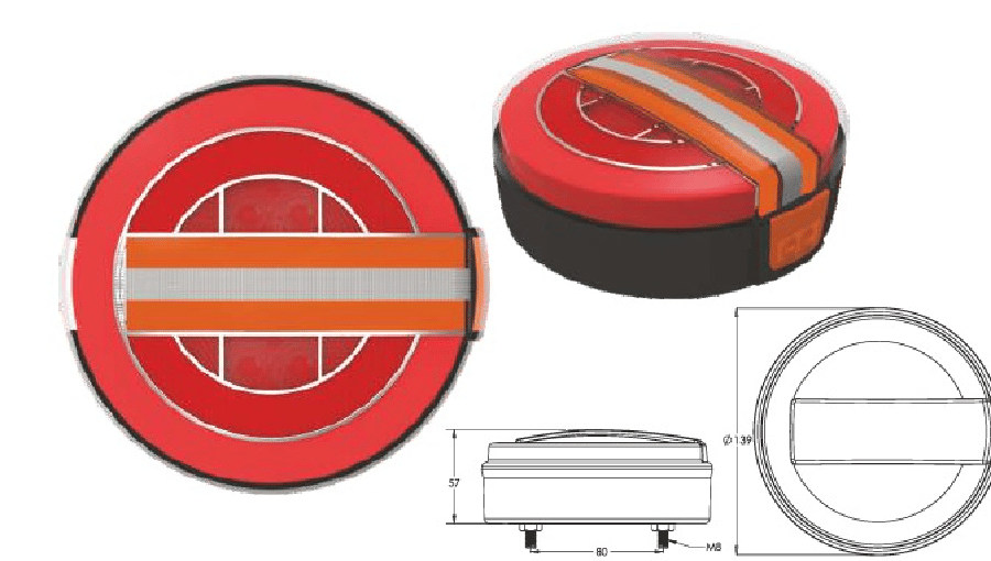 YUVARLAK NEON LED 7 FONKSIYONLU DINAMIK SINYALLI HAMBURGER STOP LAMBASI 24V