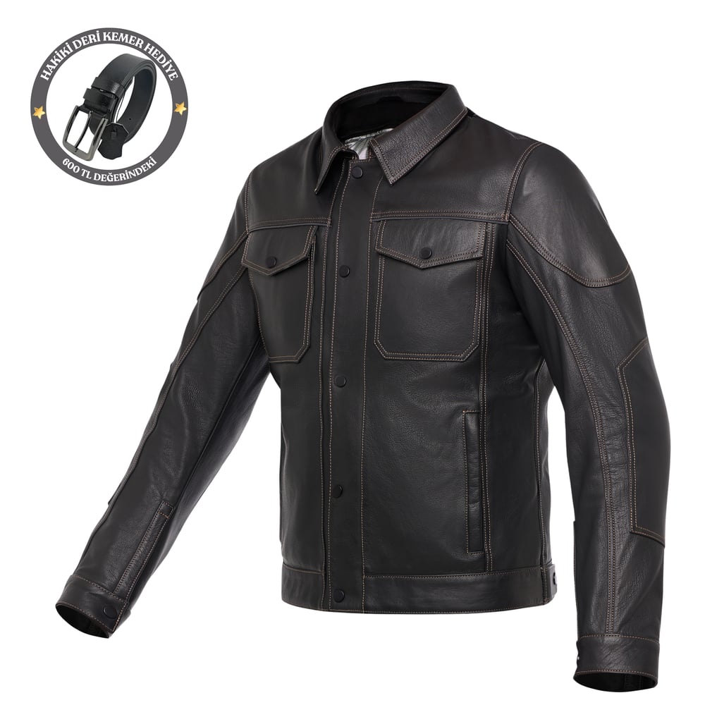 CM7 COFFE DERİ MOTOSİKLET CEKET