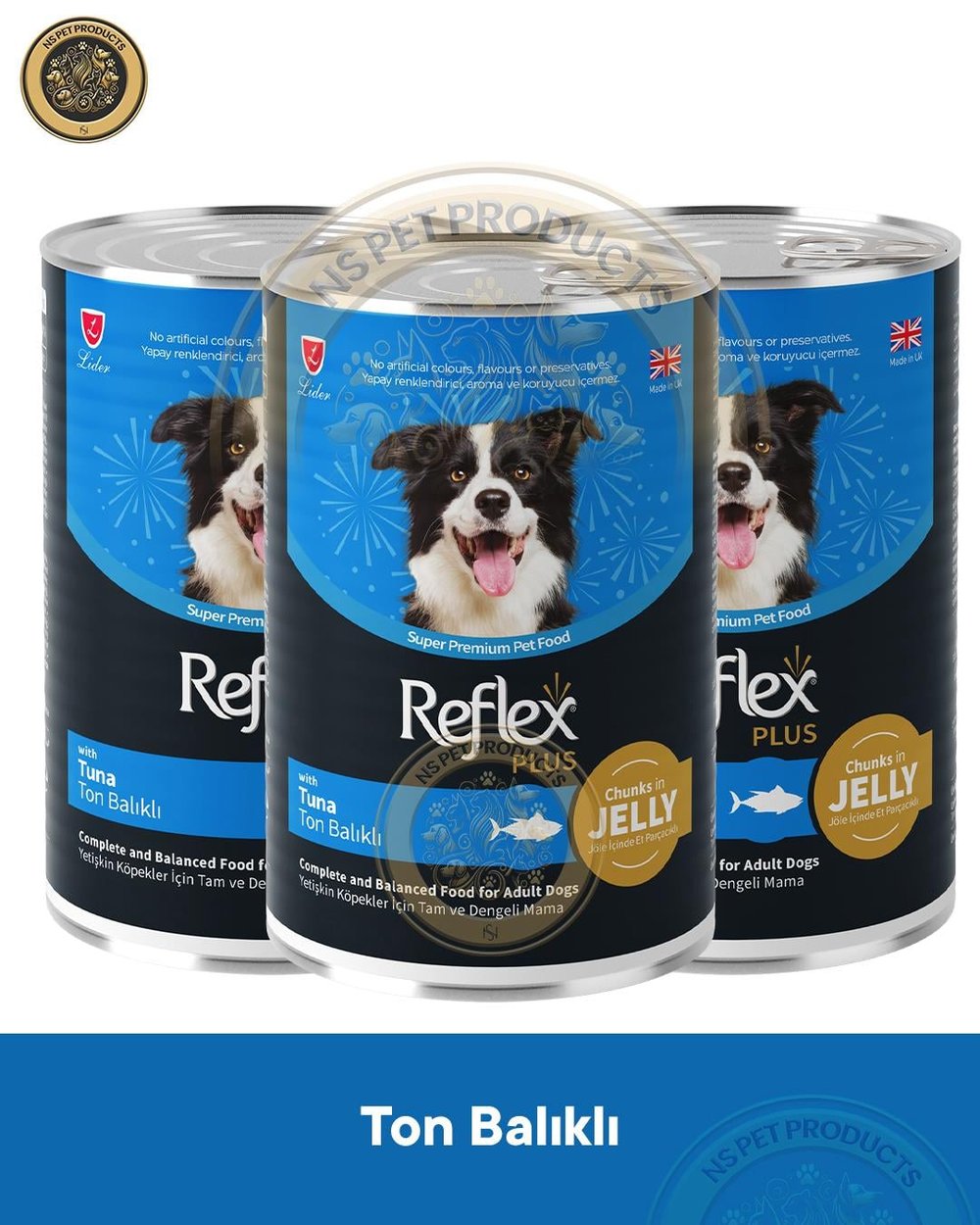  Reflex Plus Jöle İçinde Et Parçacıklı Ton Balıklı Yetişkin Köpek Maması 3X400gr
