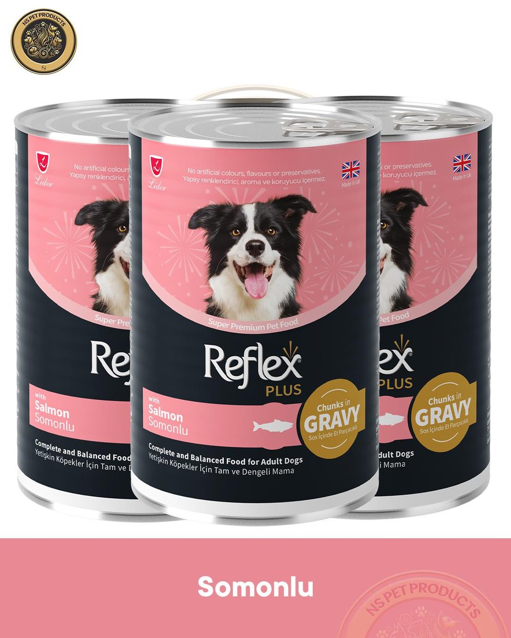  Reflex Plus Sos İçinde Et Parçacıklı Somonlu Yetişkin Köpek Maması 3X400gr