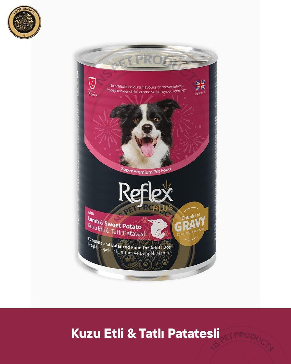 Reflex Plus Sos İçinde Et Parçacıklı Kuzu Etli ve Tatlı Patatesli Yetişkin Köpek Maması 400gr