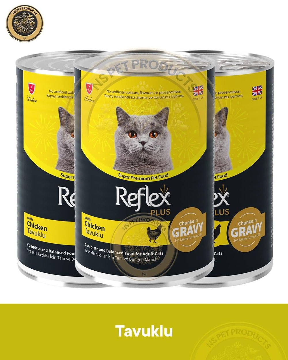  Reflex Plus Sos İçinde Et Parçacıklı Tavuklu Yetişkin Kedi Maması 3X400gr