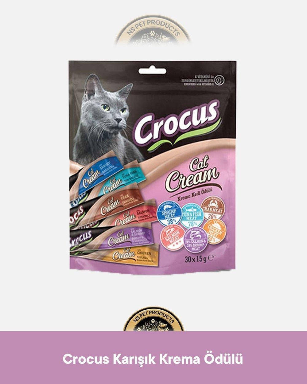 Crocus Cat Dream Multipack 6 Çeşit Karışık Krema Kedi Ödül Maması 30x15 gram