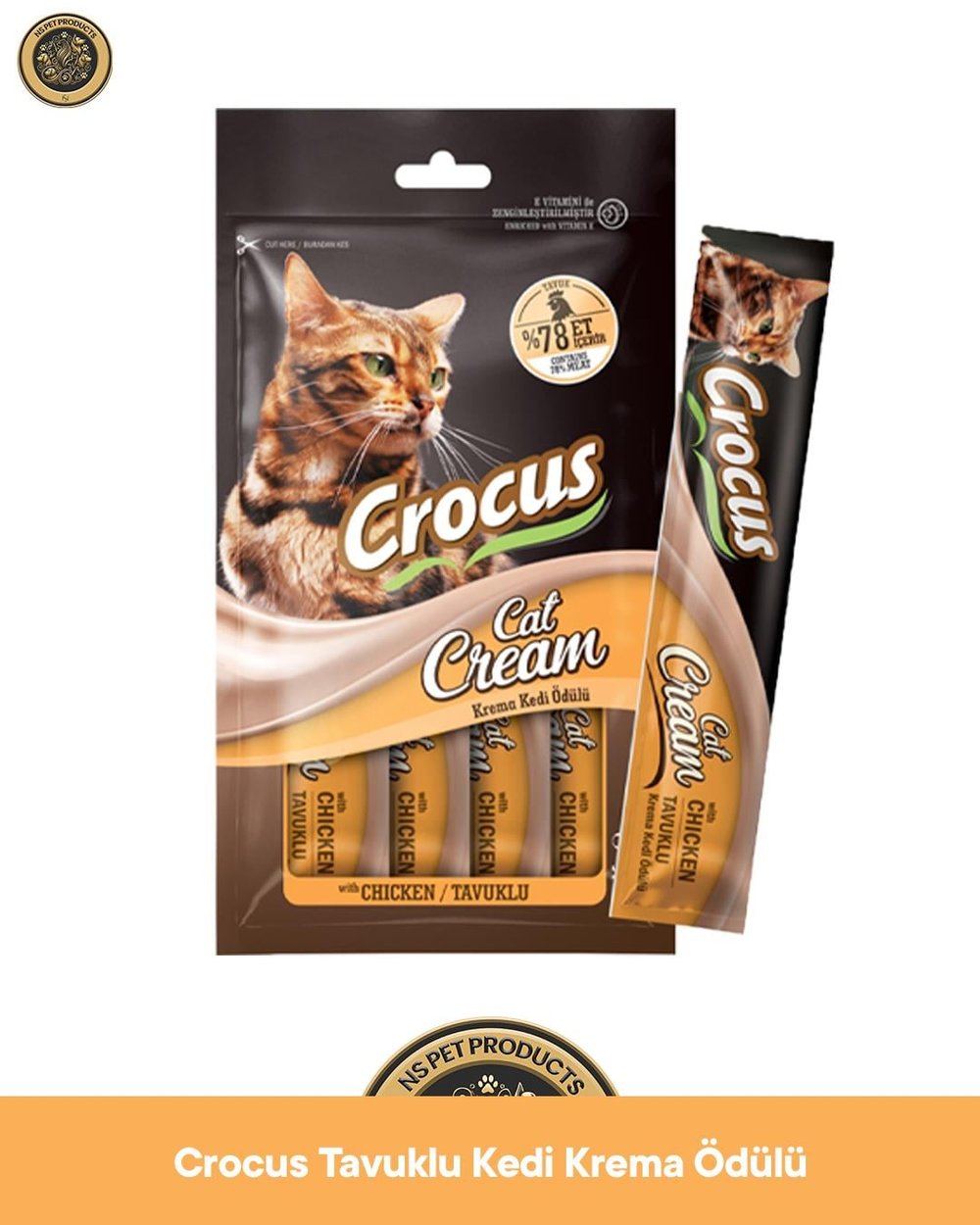 Crocus Tavuklu Kedi Krema Ödül Maması 4x15 gr