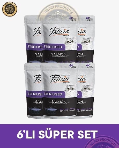 Felicia Pouch Kısırlaştırılmış Somonlu Yaş Kedi Maması 6x85gr