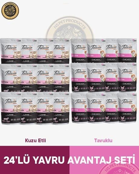 Felicia Pouch Yavru Kuzu-Tavuk Yaş Kedi Maması 24x85gr