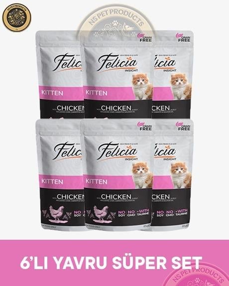 Felicia Pouch Yavru Tavuk Yaş Kedi Maması 6x85gr