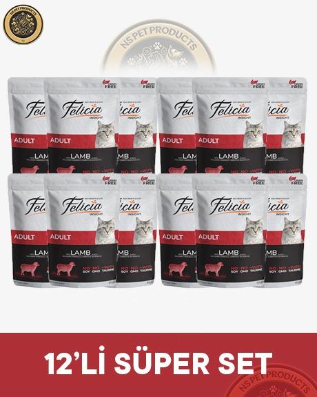 Felicia Pouch Yetişkin Kuzu Etli Yaş Kedi Maması 12x85gr
